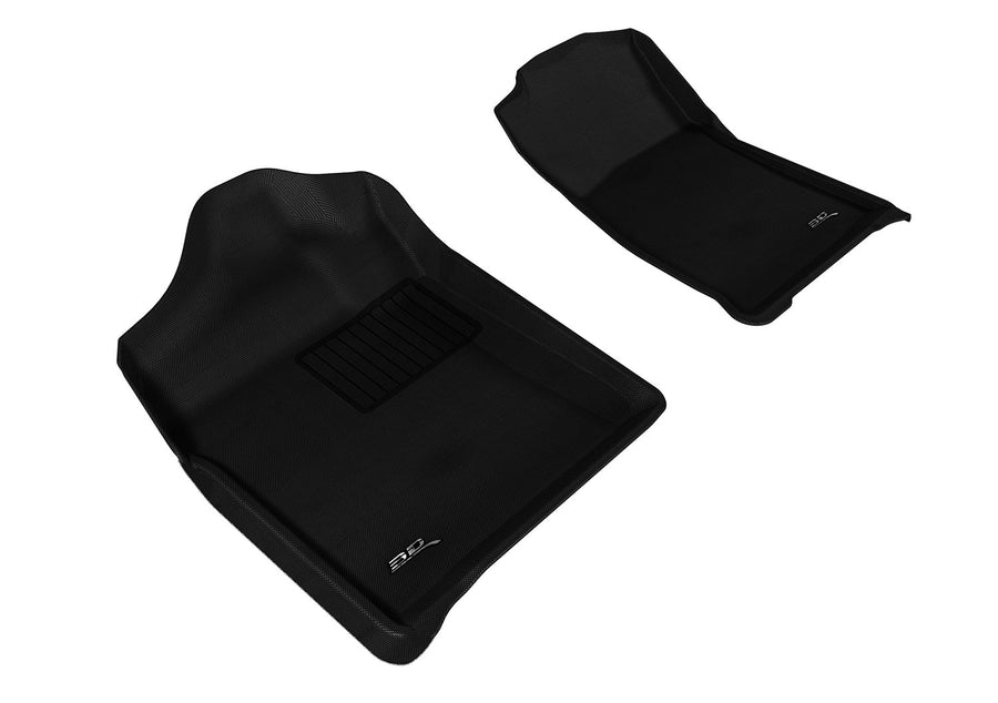 3D MAXpider Kagu Custom Fit Floor Mat (Black) Compatible with Chevrolet Silverado 1500 Regular Cab/GMC Sierra 1500 Regular Cab 2007-2013 - Front Row