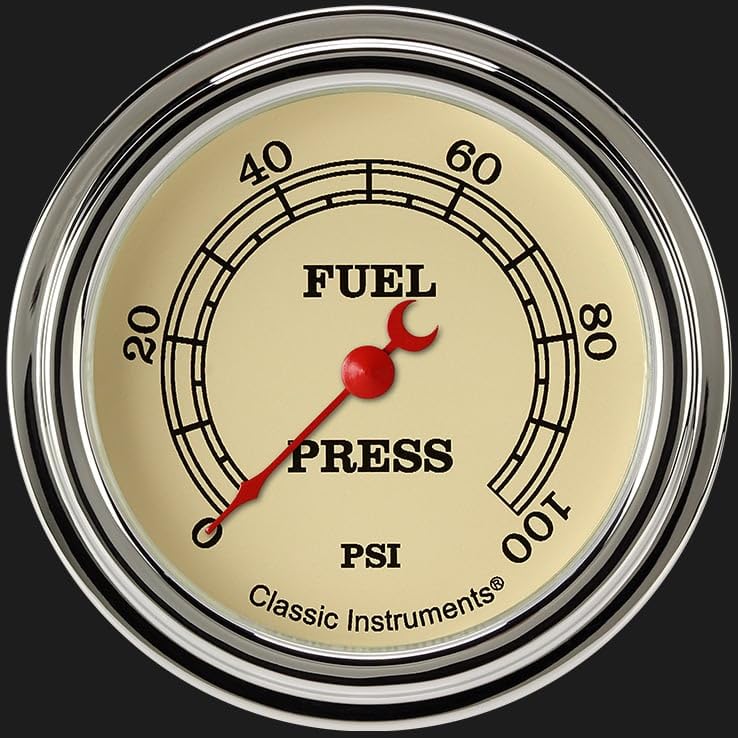 Vintage Classic Instruments VT346SLF 2 5/8" Fuel Pressure Gauge 100 PSI Electric