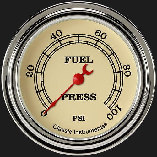 Vintage Classic Instruments VT346SLF 2 5/8" Fuel Pressure Gauge 100 PSI Electric