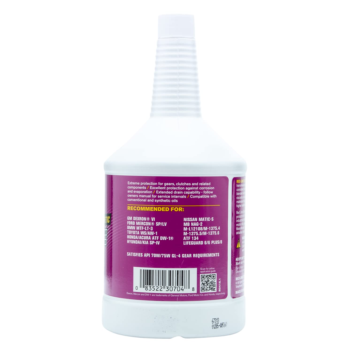 Full Synthetic Red Line 30704 D6 Automatic Transmission Fluid (ATF) - 1 Quart