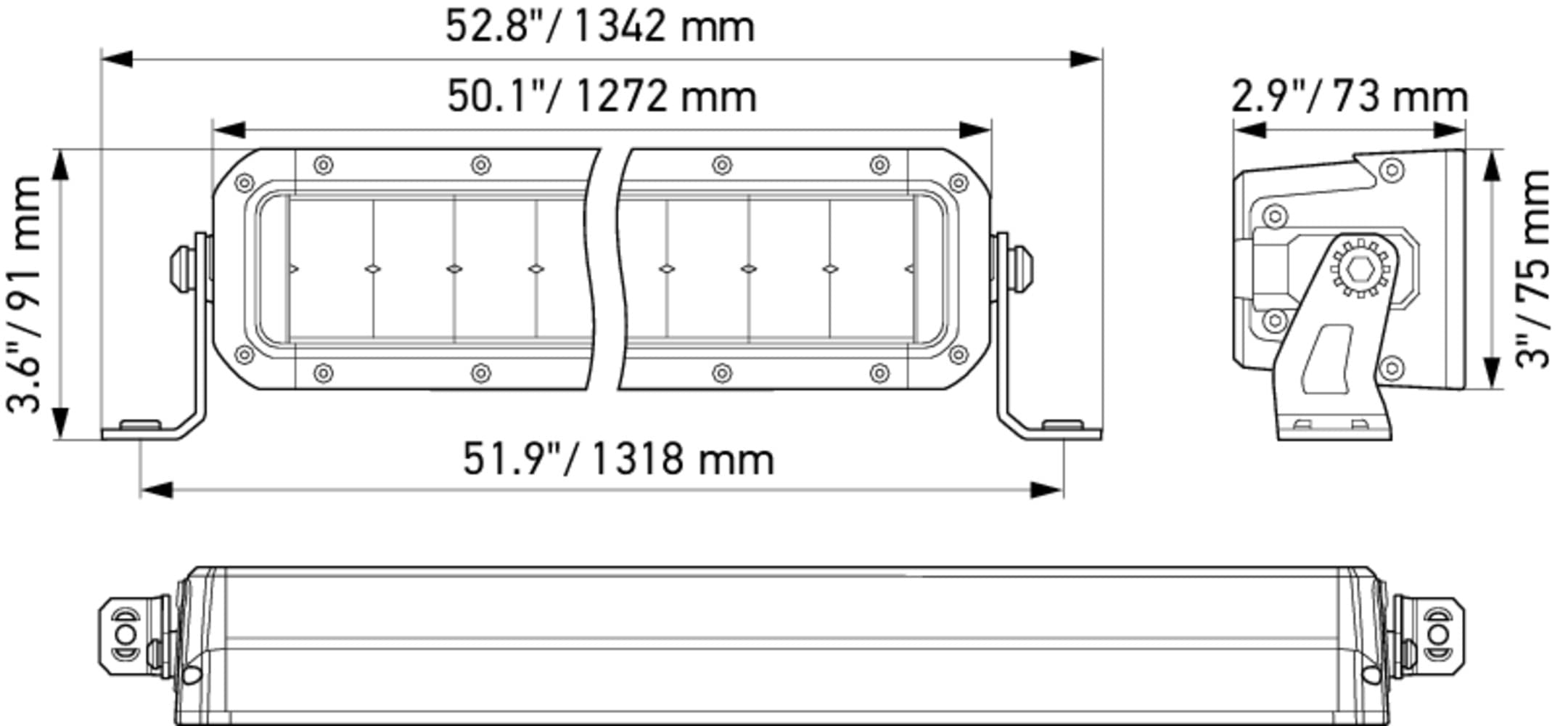 Hella Tough Black Magic 50 Inch Double Row LED Lightbar- Performance High Beam Off-Road Light for Pickup Trucks, ATV, SUV, 4x4, Jeep, Tractors / 358197431