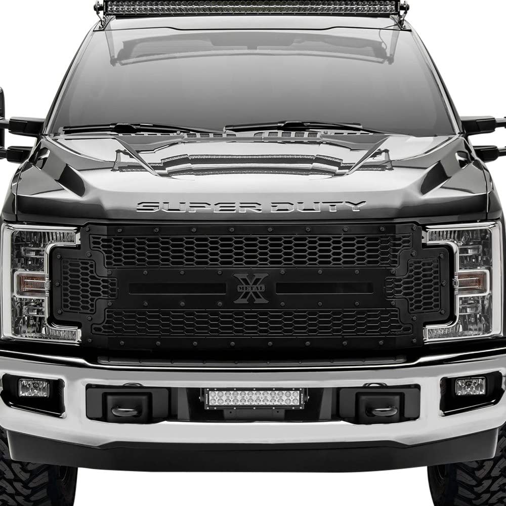 2017-2019 Stealth Laser X Grille Super Duty, Black, 1 Pc, Replacement, Black Studs, Does Not Fit Vehicles with Camera - PN #7715471-BR