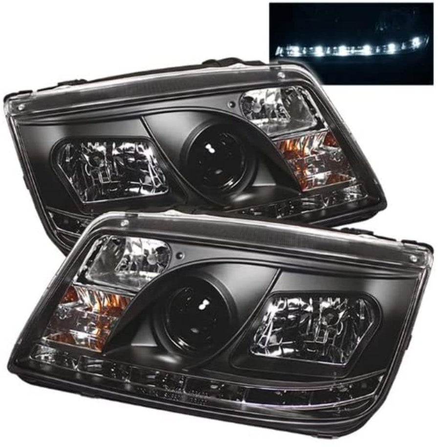 Volkswagen Jetta 99-05 Spyder 5012234 Projector Headlights (does not fit the Jetta 2.5) - DRL - Black - High H1 (Included) - Low H1 (Included)