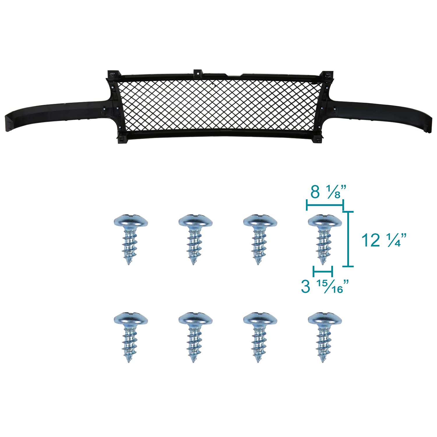 Honeycomb Mesh Glossy Black Front Hood Grille Spec-D Tuning Compatible with 1999-2002 Chevy Silverado, 2000-2006 Tahoe Suburban