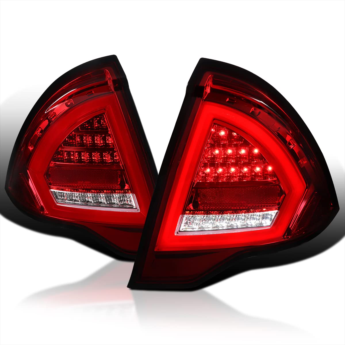 Spec-D Tuning LED Bar Tail Lights Red Lens Compatible with 2010-2012 Ford Fusion Left + Right Pair Assembly