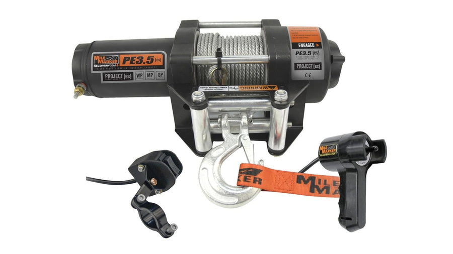 Winch Mile Marker PE3500 3500 lb Pulling Capacity fits 1993 2000 Honda TRX300 FourTrax - Waterproof, 42′ of Steel Cable, Handheld and Handlebar Remote Controls