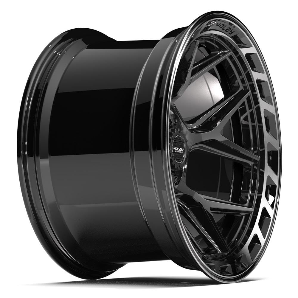 4PLAY 20 Inch Wheels Rim 4P55 Fits 6x135 & 6x139.7 20x12 Gloss Black Brushed with Tinted Clear (1)