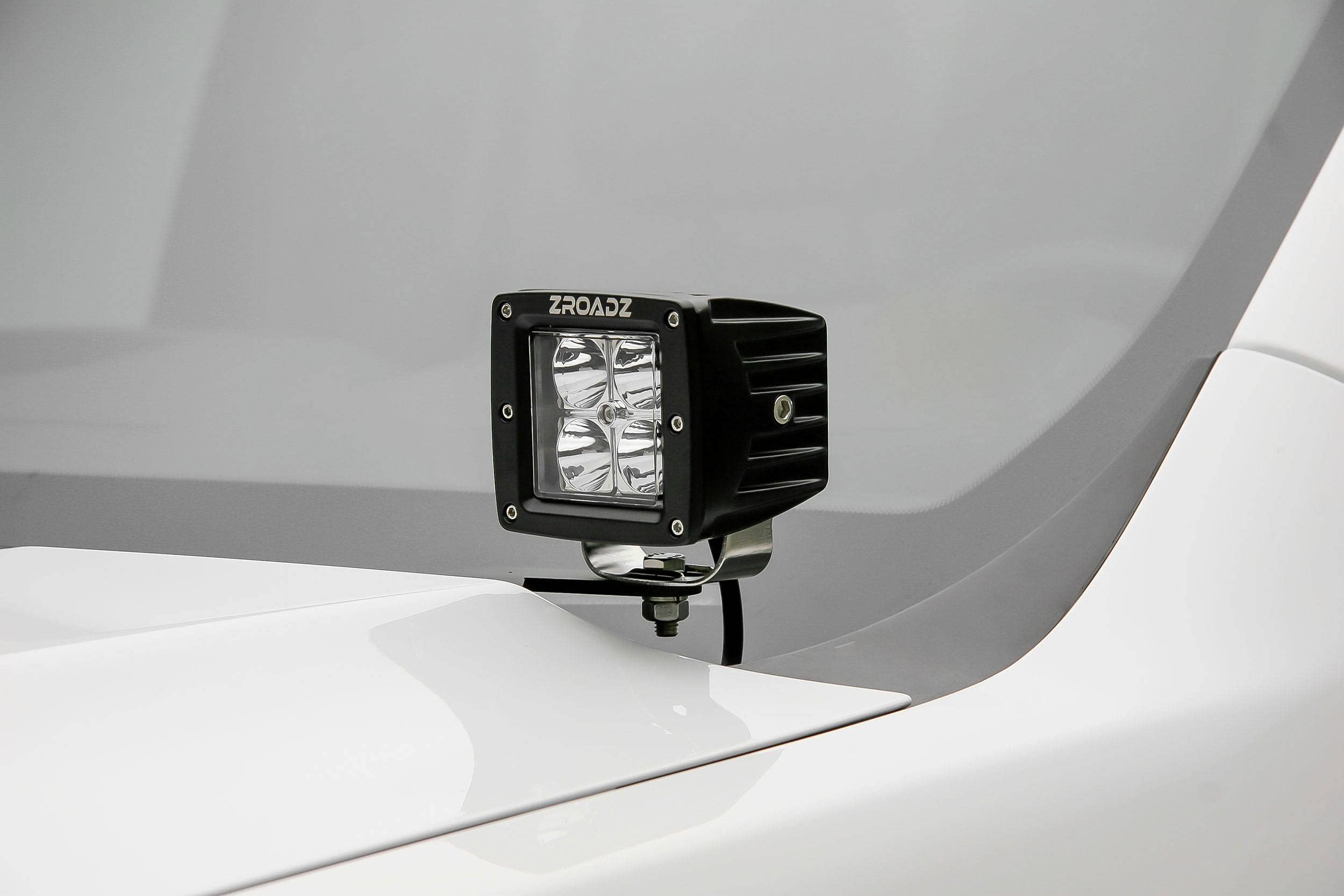 ZROADZ LED Mounting Bracket Ditch Hood Hinge - Compatible w/ 2007-2013 GMC Sierra 1500 - to Mount (2) 3 Inch LED Pod Lights - Mild Steel Gloss Black - Bolt-On Easy Installation - PN #Z362051