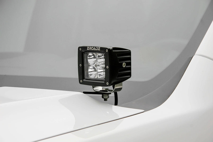 ZROADZ LED Mounting Bracket Ditch Hood Hinge - Compatible w/ 2007-2013 GMC Sierra 1500 - to Mount (2) 3 Inch LED Pod Lights - Mild Steel Gloss Black - Bolt-On Easy Installation - PN #Z362051