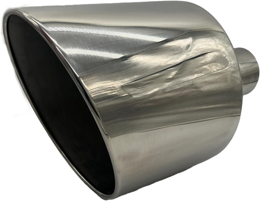 4" X 12" X 18" POLISHED STAINLESS STEEL ROLLED ANGLE DIESEL EXHAUST TIP