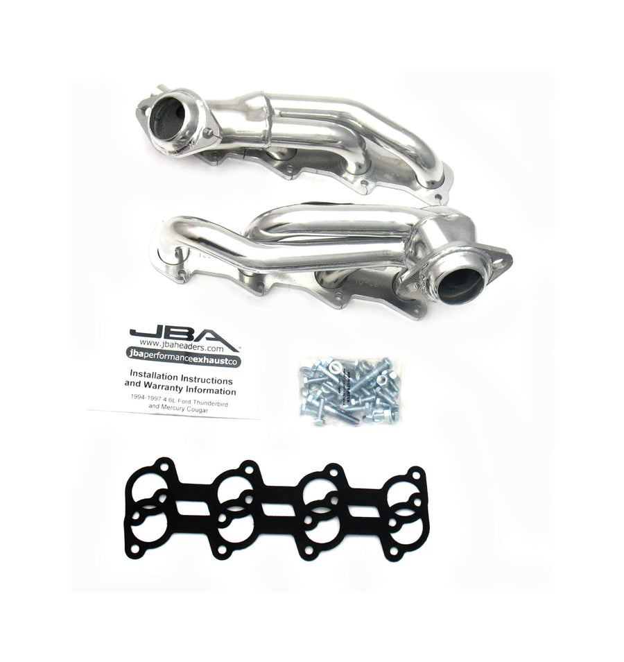1-1/2" Shorty Stainless Steel Silver Ceramic Exhaust Header JBA for Thunderbird Cougar 4.6L 94-97