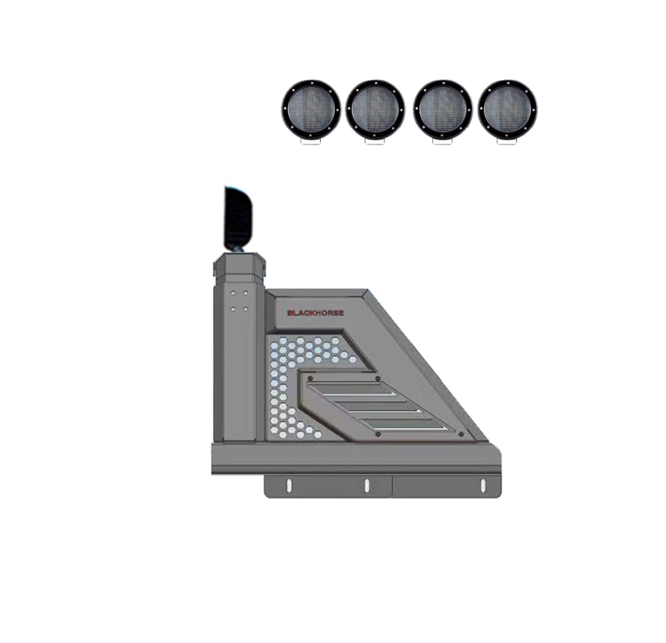 Armour II Black Horse Roll Bar Incl. Set of 5.3" Dia.Led Lights Bk Compatible with 00-24 F-150Ram 2500/3500|01-24 Silverado 2500/3500 HD|17-24 Titan|07-24 Tundra|01-24 GMC Sierra 1500/2500 HD