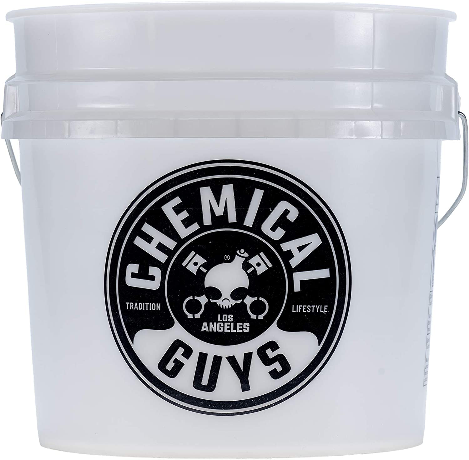 Chemical Guys Ultra Clear Heavy Duty Detailing Bucket, 4.5 Gal, Plastic, White, Cylinder, Automotive