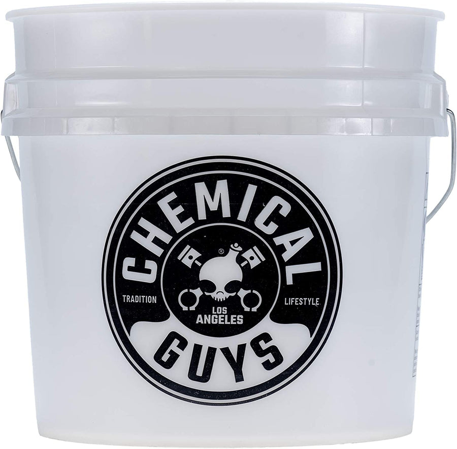 Chemical Guys Ultra Clear Heavy Duty Detailing Bucket, 4.5 Gal, Plastic, White, Cylinder, Automotive