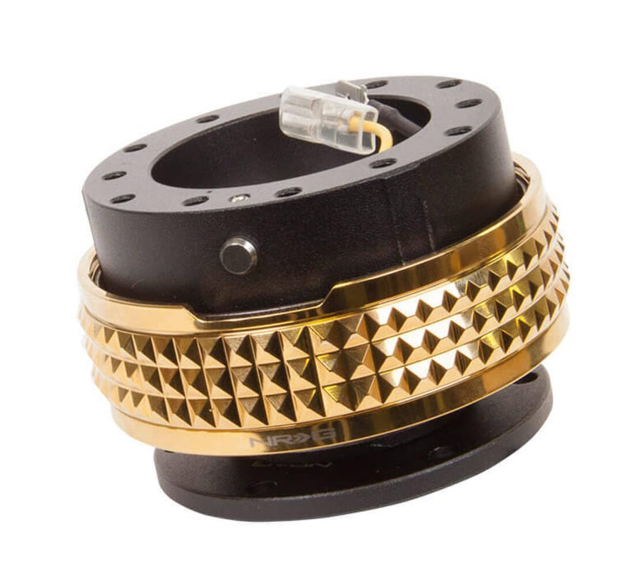 NRG Innovations Gen 2.1 NRG-SRK-210BK-CG Race Steering Wheel Quick Release Kit Adapter, Black Body/Chrome Gold Pyramid Ring