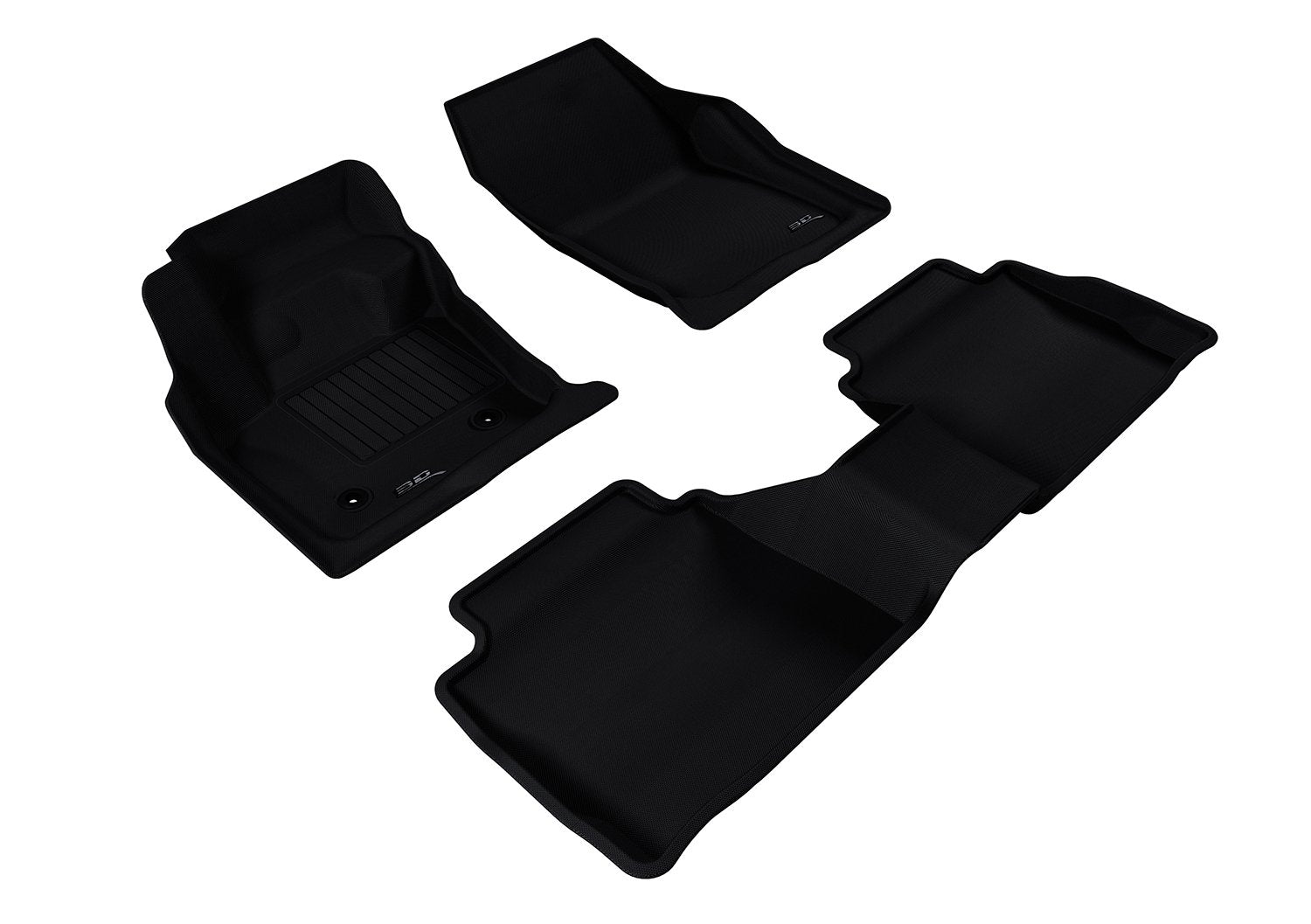 Ford Fusion 3D MAXpider Custom Fit All-Weather Car Floor Mats Liners, Kagu Series (1st & 2nd Row, Black) 2013-2017