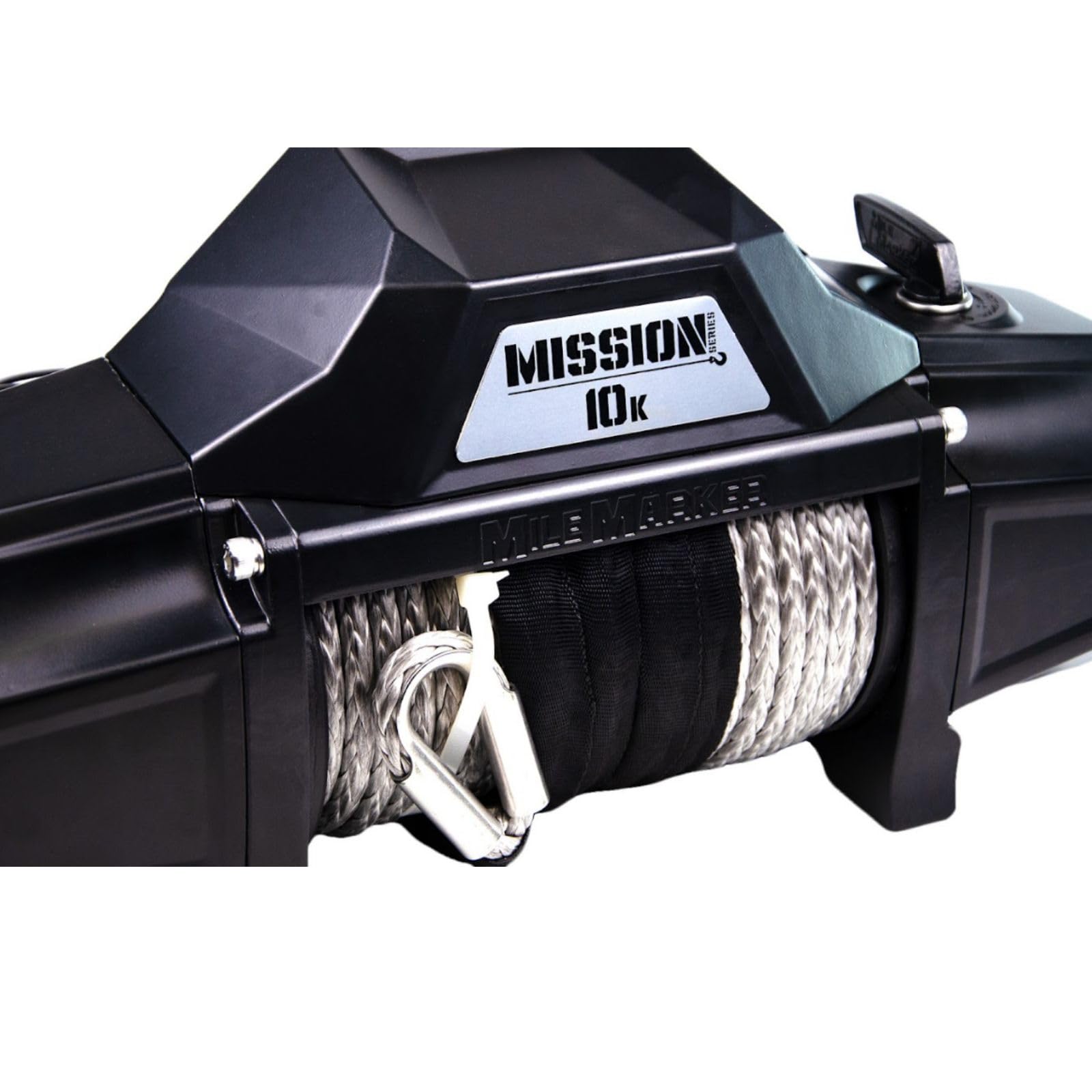 Mile Marker Mission Series 78-53246 Covert Black 12 Volt 10,000 Pound Electric Winch with 92' Synthetic Rope - Rugged Heavy Duty Solenoid - Fully Submersible