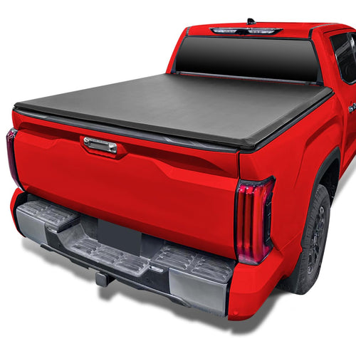 Soft SPEC-D TUNING Quad Fold Tonneau Cover Compatible with 2022-2024 Toyota Tundra CrewMax 66", 5.5FT Short Bed