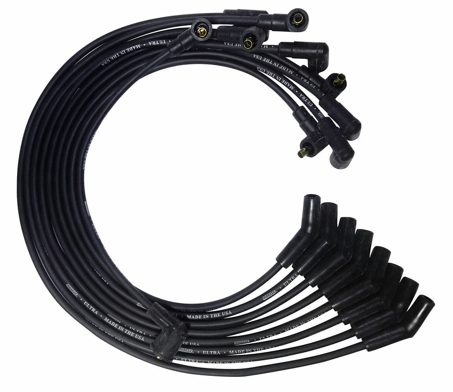 Moroso Ultra Series 51075 Black Spark Plug Wires, Ford 351C/390/429/460, 135 Degree Plug Ends, Non HEI Distributor