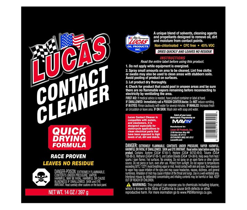 Lucas Oil Contact Cleaner 14Oz Cle Made by Lucas 90799/10799