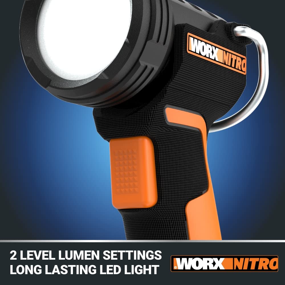 20V WORX Nitro LED Work Light PowerShare, 160/350 Lumens Portable Light, LED Flashlight with Flexible Pivoting Head WX025L.9 – Tool Only
