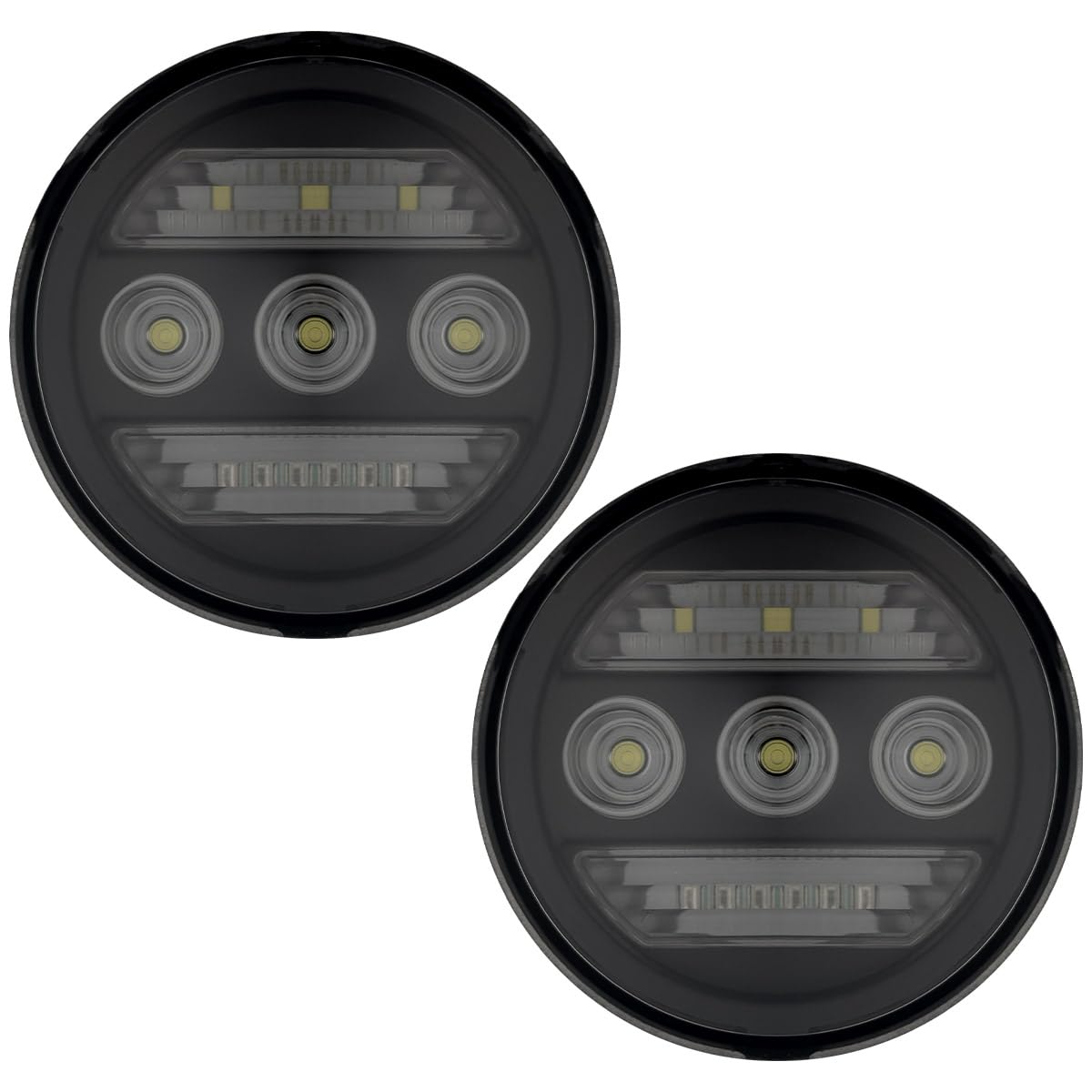 RECON - Premium Rugged Fits 2015-2019 GMC Sierra & Chevy Ultra Bright White LED 2-Pc Fog Lights, DRL & Amber Turn Signals - Smoked Lens
