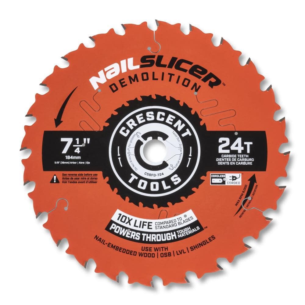 Apex Crescent Circular Saw Blade 7 1/4'' X 24 Tooth Nailslicer Demolition