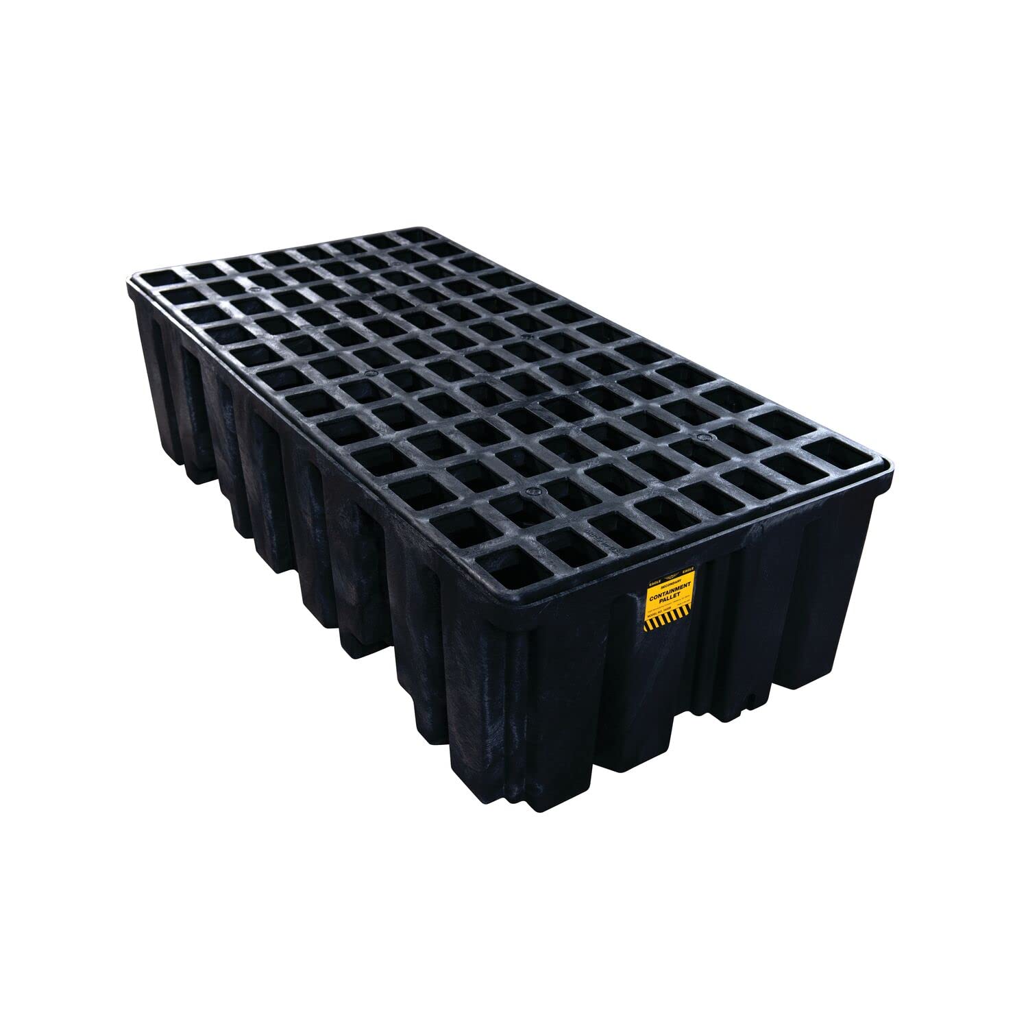 2 Eagle Drum Spill Containment Pallet with Forklift Pockets, 51.5"x26.25"x13.75", 66 Gallon Sump, 4,000 lbs. Load Capacity Secondary Containment Pallet, Made in USA, Black, 1620BND