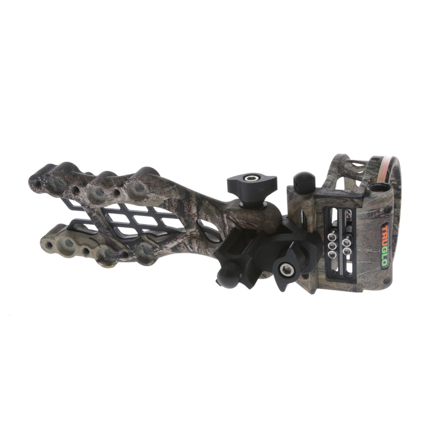 Carbon TRUGLO Hybrid 5-Pin Durable Ultra-Lightweight Micro-Adjustable Bow Sight with Large Circular Field of View, Toolless Micro Adjustment, Real-Tree Camo