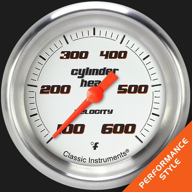 Velocity White Classic Instruments 2 5/8" Cylinder Head Temperature Gauge VS397WAPF