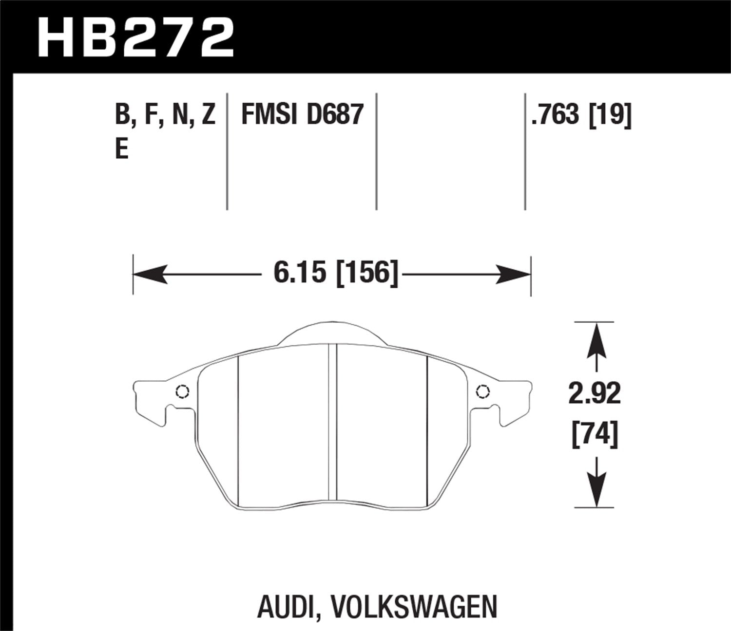 Hawk Performance Blue 9012 HB272E.763 Motorsport Brake Pads