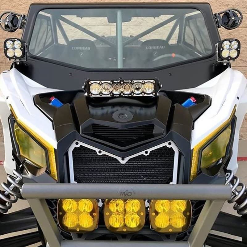 OnX6+ Baja Designs LED Laser Hybrid 10-inch Light Bar Shock Mount Kit for Can-Am Maverick X3 2017-22 UTV (Driving/Combo; Clear)