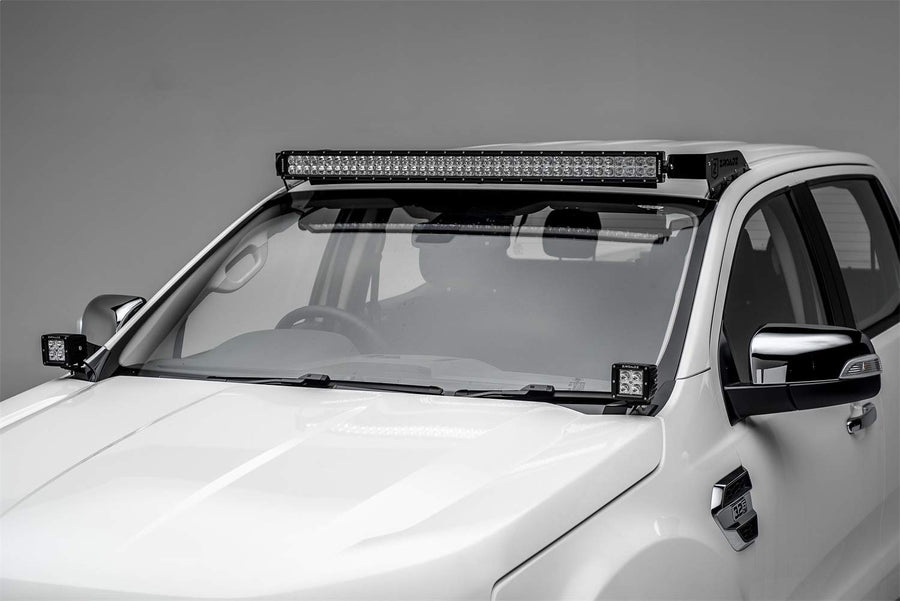 ZROADZ LED Kit Ditch Hood Hinge - Compatible w/ 2015-2018 Ford Ranger T6 - Incl. (2) 3 Inch LED Pod Lights - Mild Steel Gloss Black Finish - Bolt-On Easy Installation - PN #Z365761-KIT2