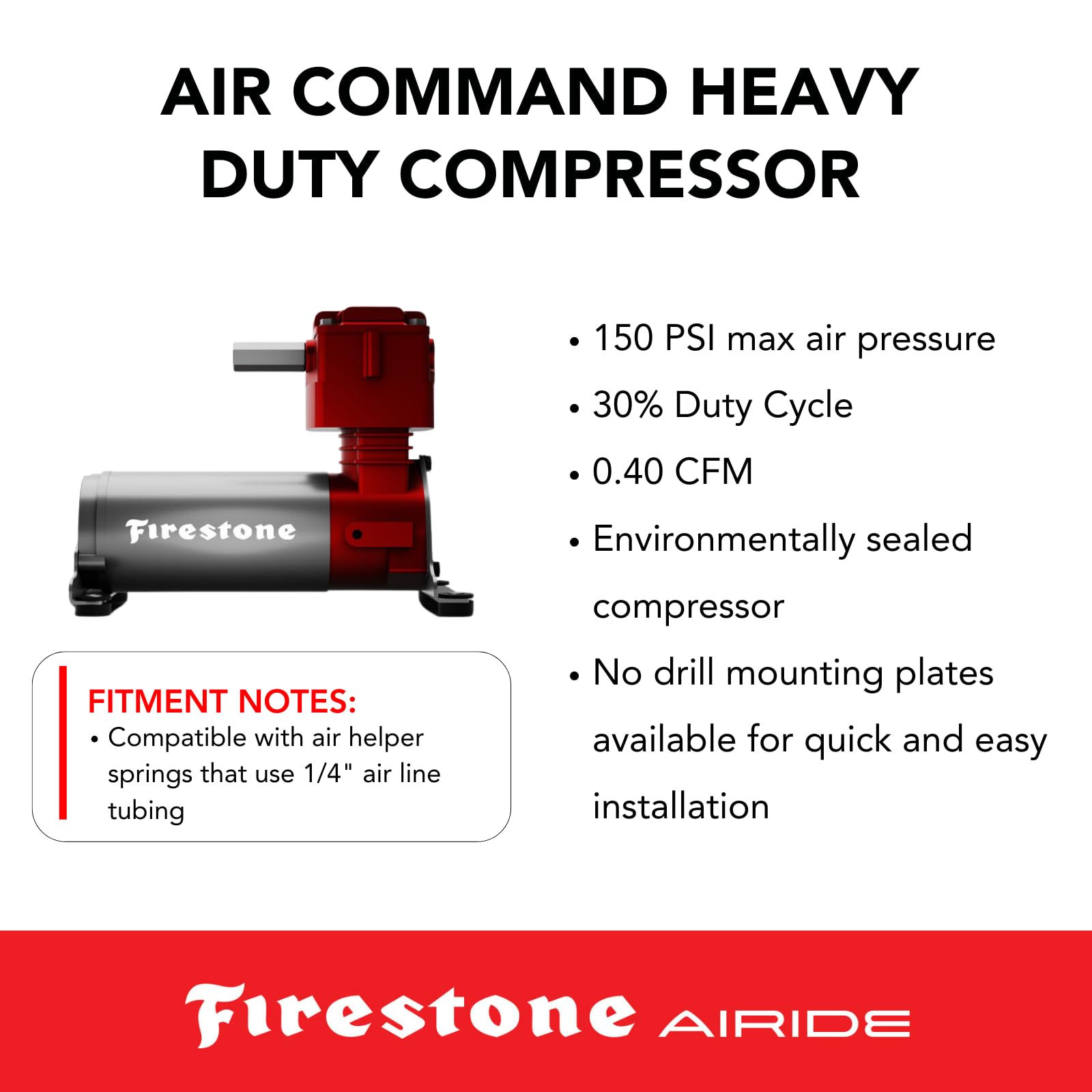 Air Command Firestone 2168 Heavy Duty Compressor with Analog Gauge Kit | Dual Point Fill | Easy to Install | Best for Heavy Loads and Large Trailers | Offers Built-in Air Source