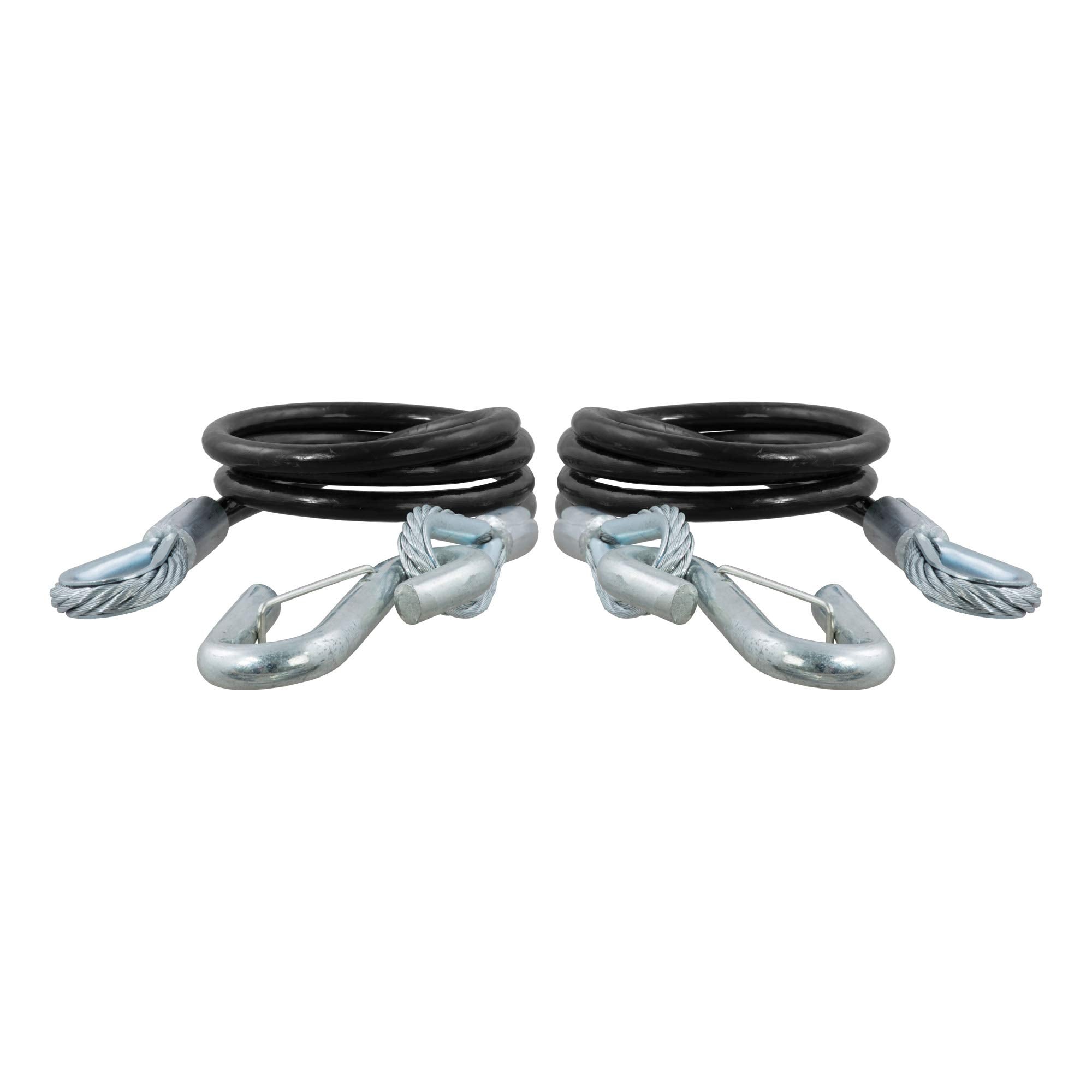 CURT 80151 Vinyl-Coated 44-1/2-Inch Trailer Safety Cables, 7/16-In Snap Hooks, 5,000 lbs Break Strength, 2-Pack