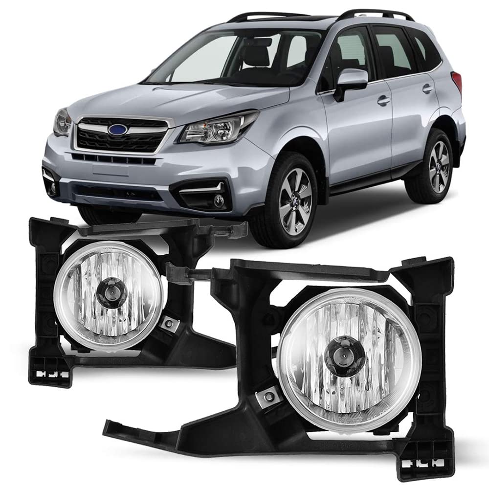 Replacement Winjet WJ30-0611-09 for 2017-2018 Subaru Forester Clear Front Bumper Fog Light Factory Style Set Pair
