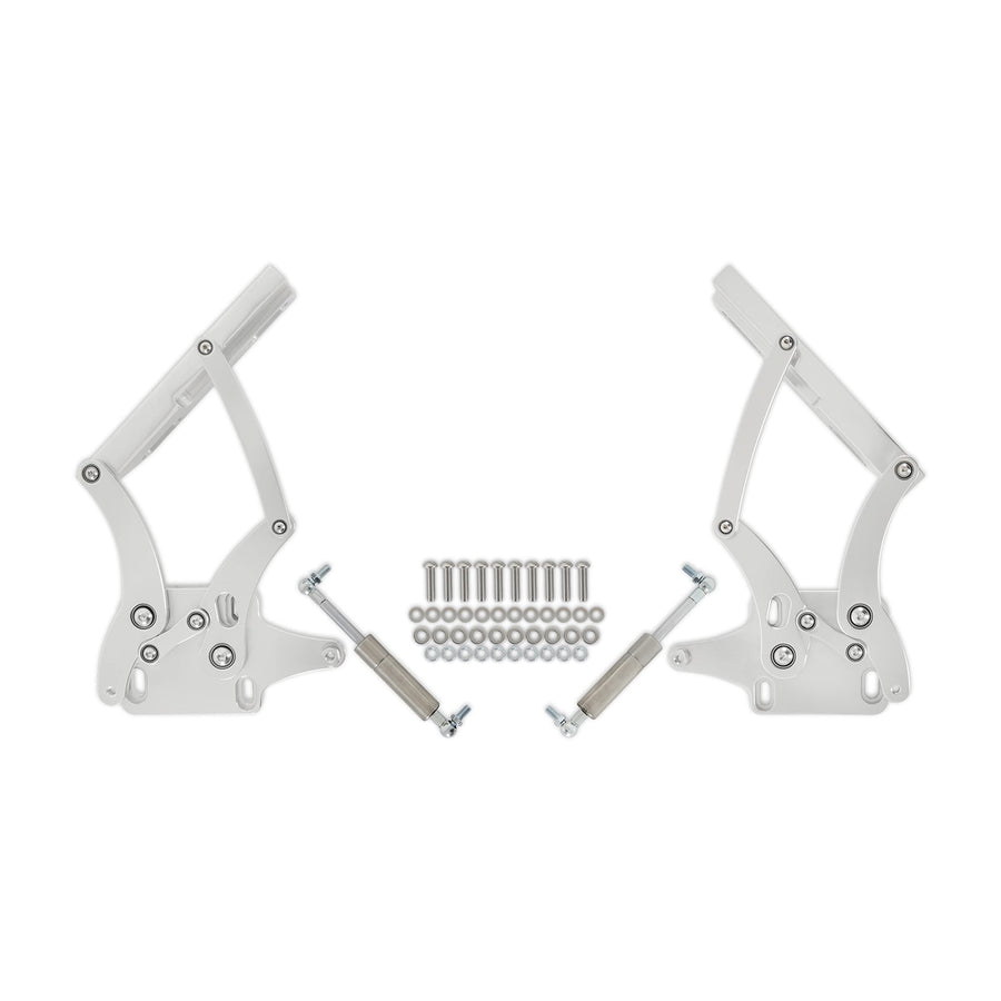 Billet Aluminum Hood Hinges Scott Drake C7ZZ-16796-7-P - Polished - Pair