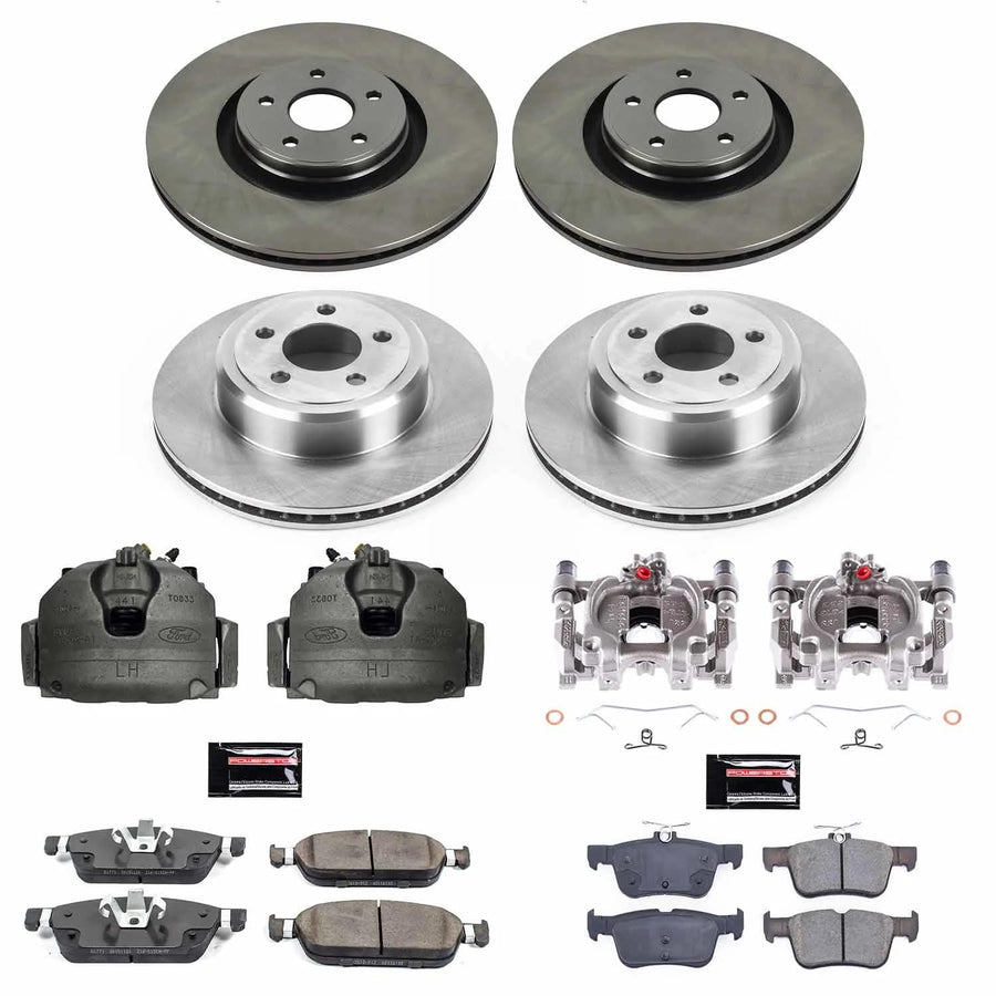 Power Stop KCOE7418 Front and Rear Caliper Kit-OE Rotors, Ceramic Brake Pads, Autospecialty For Lincoln MKC 2015-2016 [Model Specific]
