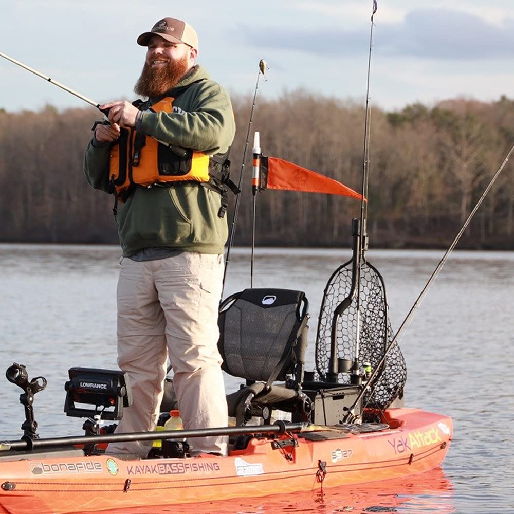 VISICarbon Pro YakAttack with MightyMount | 360° LED Safety Light & Flag System for Kayak Visibility | Includes Mount & Hardware | Carbon Fiber Mast | Collapsible Design | Made in USA