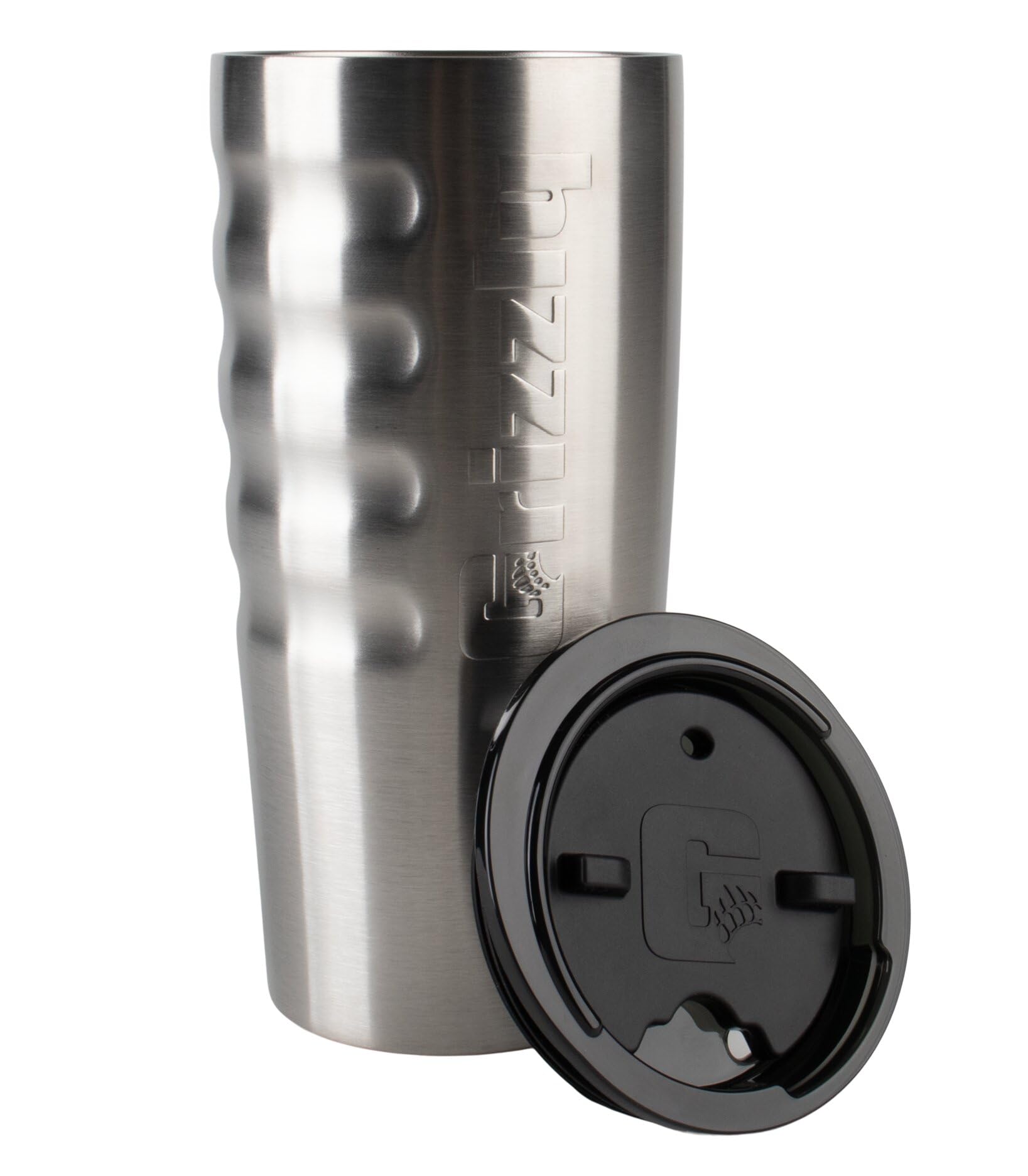 20 oz Grizzly Grip Cup with Mag Lid | Vacuum Insulated | For Coffee Car Travel Beach Camping Hiking Hunting Fishing | Brushed Stainless