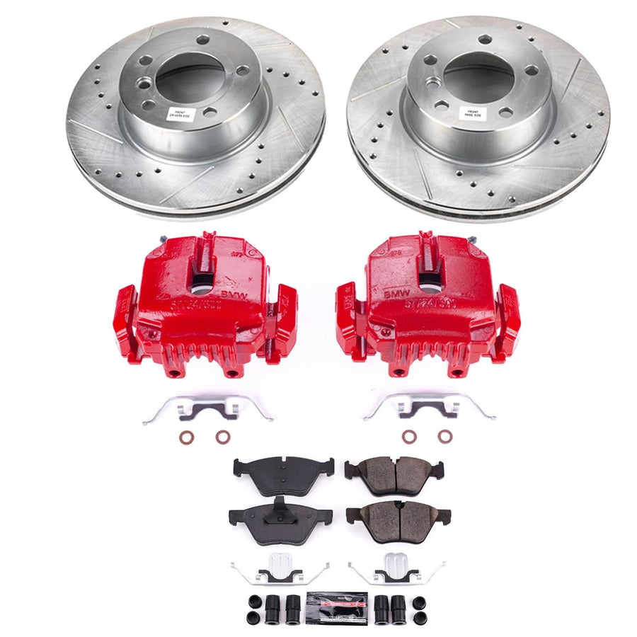 Power Stop Z23 Evolution KC3087 Front Caliper Kit-Drilled/Slotted Rotors, Carbon Ceramic Brake Pads & Calipers For BMW 325i 2006 [Model Specific]