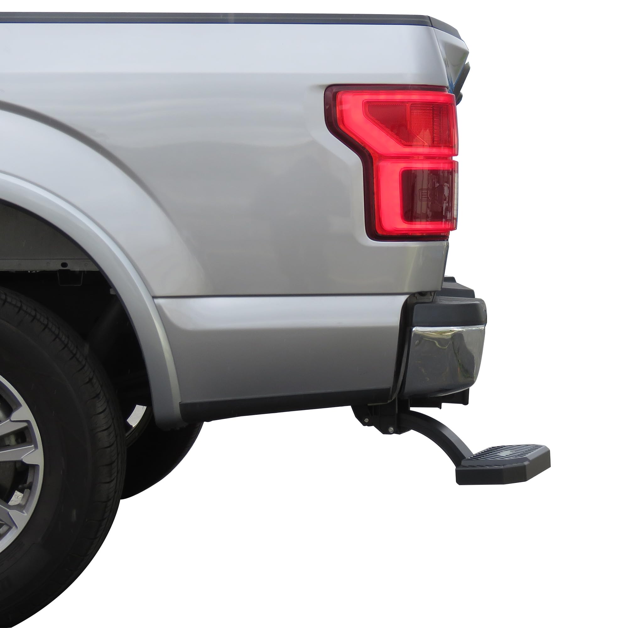 Retractable Black Horse Truck Bed Corner Step Black Compatible with 2015-2020 Ford F-150 -TBCFO15