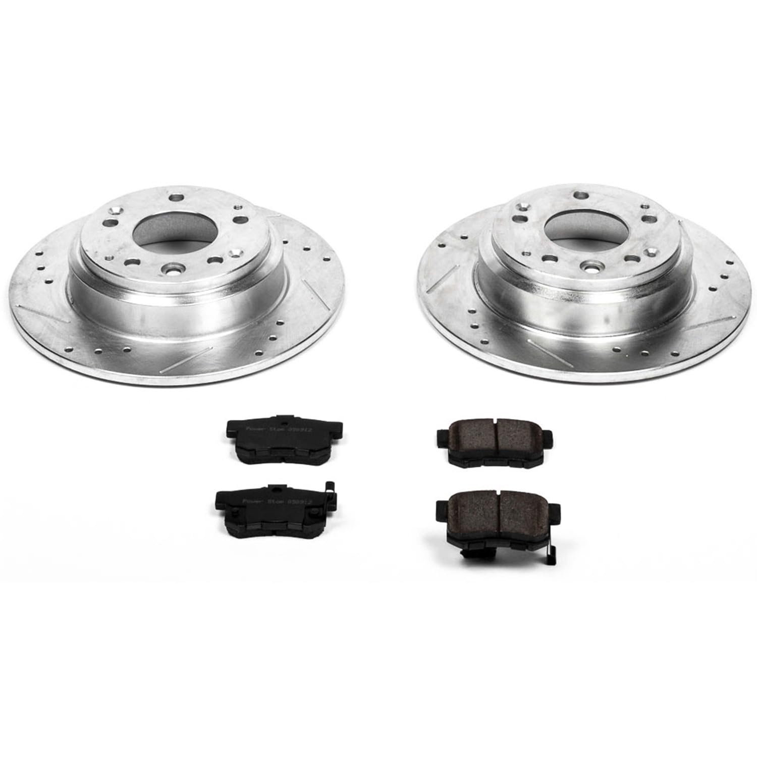 Power Stop K3153 Rear Brake Pads Z23 Carbon Fiber with Drilled & Slotted Brake Rotors Kit For Acura Legend 1991-1995 [Model Specific]