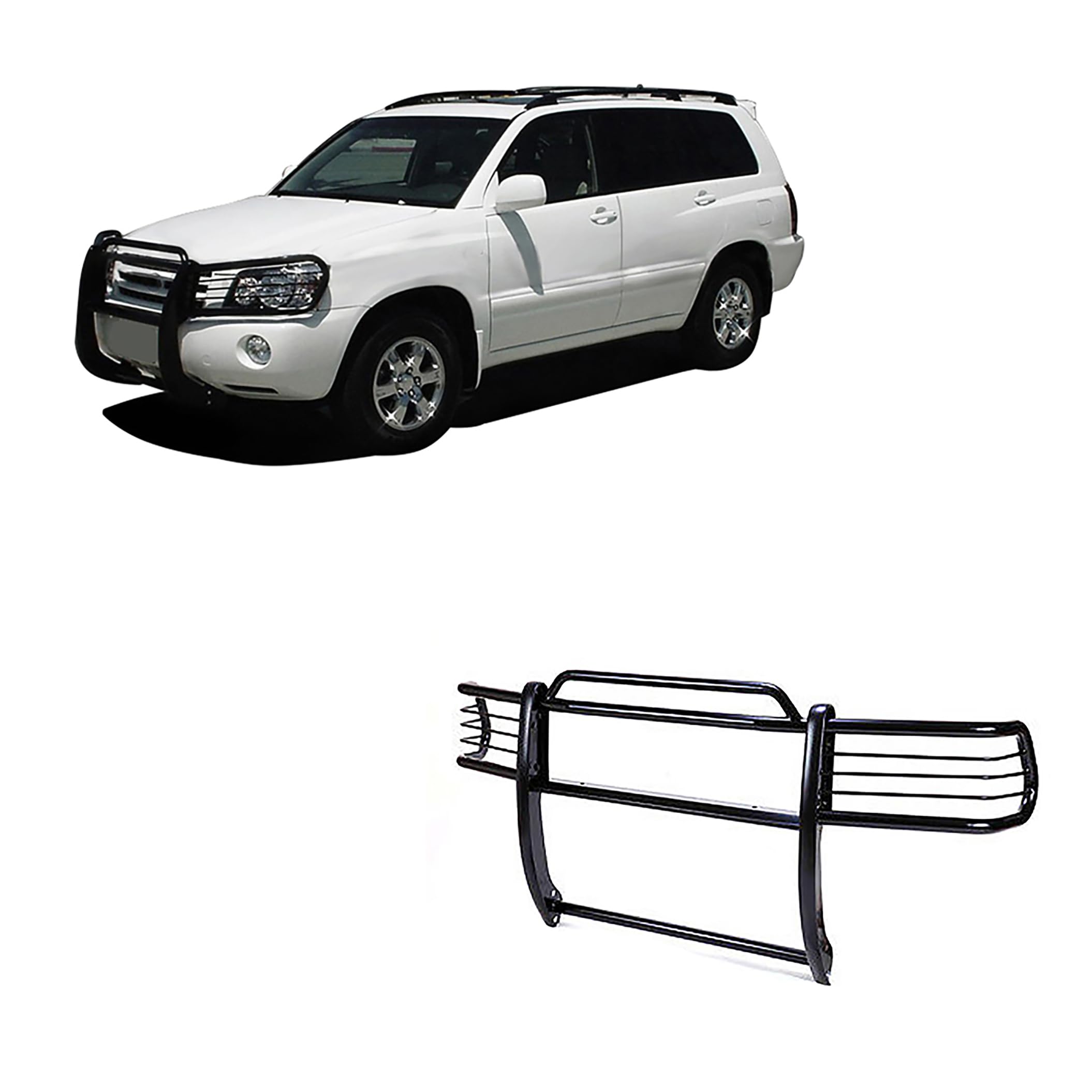 Grille Brush Black Horse Bumper Guard Modular Black Compatible with 2001-2007 Toyota Highlander-17TL26MA