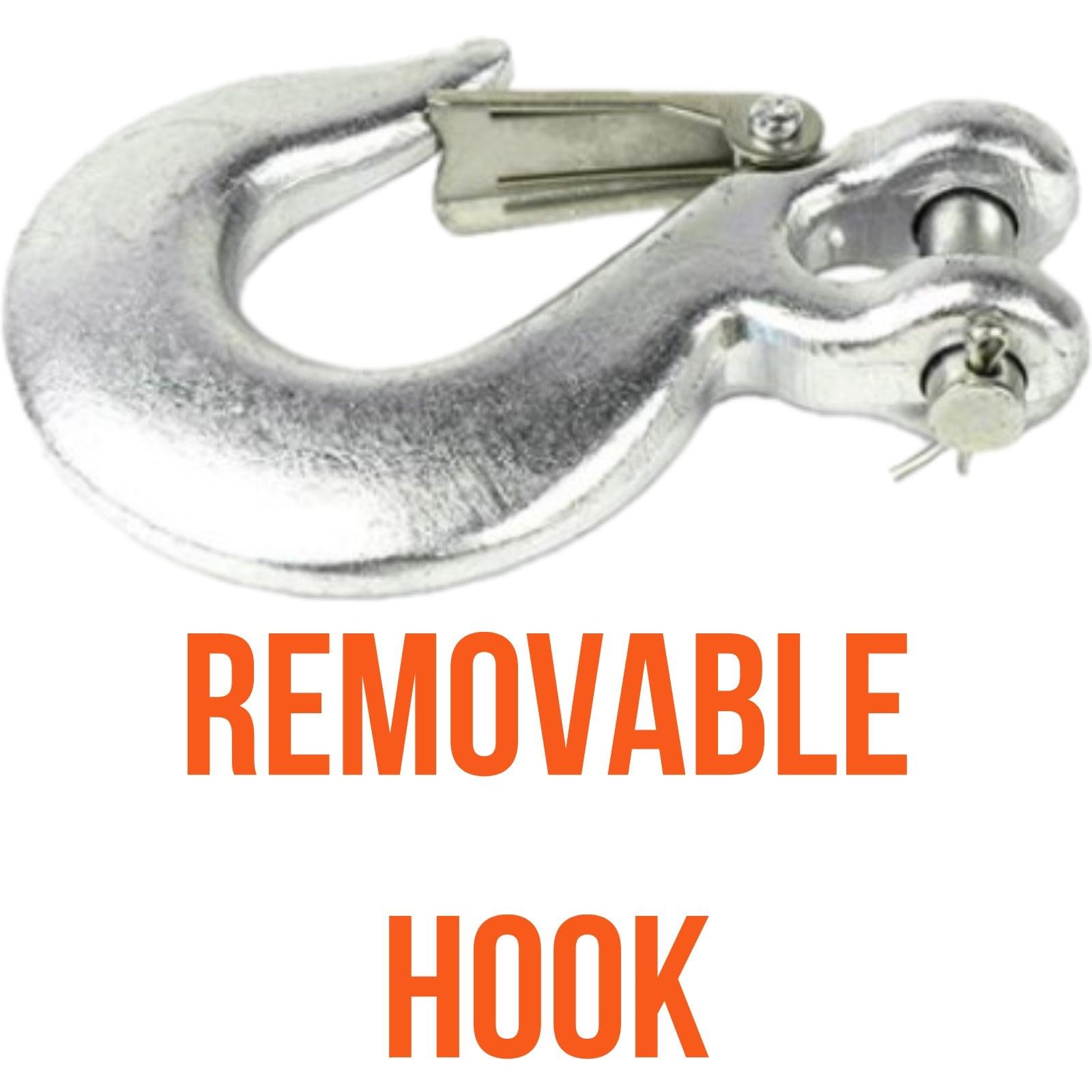 Mile Marker Single 3/8” x 100’ Replacement Steel Cable with Removable Hook for Trucks - 19-50020C for Winches 9,500 to 12,000 lbs. - Engineered for Durability & Convenience