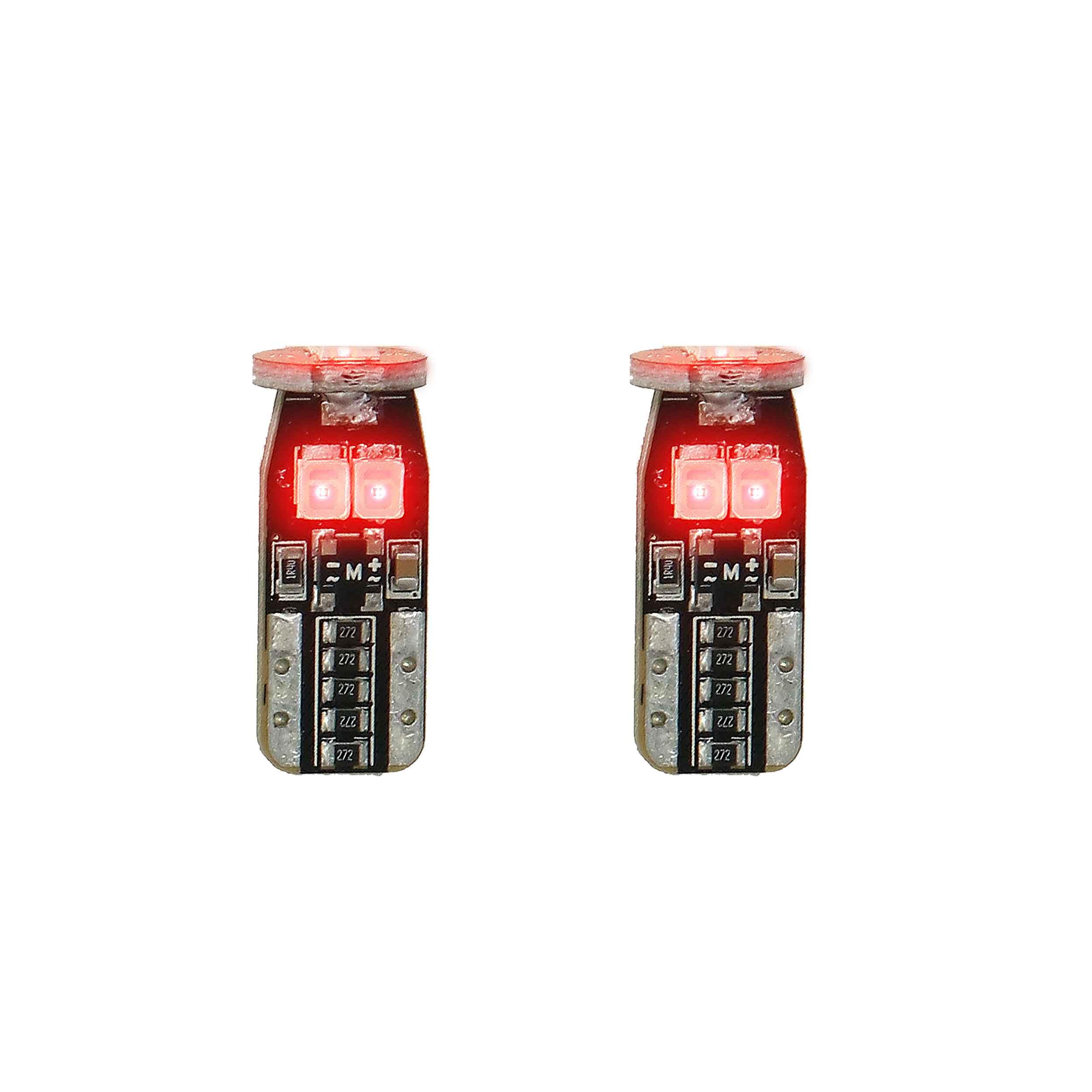 T10 Heise Red LED Bulbs with Integrated Internal CANBUS System - 2 (HE-CT10R)