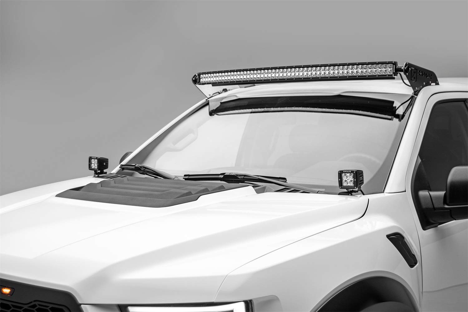 ZROADZ LED Mounting Bracket Front Roof - Compatible w/ 2015-2020 ALL Ford F-150 - to Mount (1) 52 Inch ZROADZ or similar style Curved LED Light Bar (Not Included) - PN #Z335662