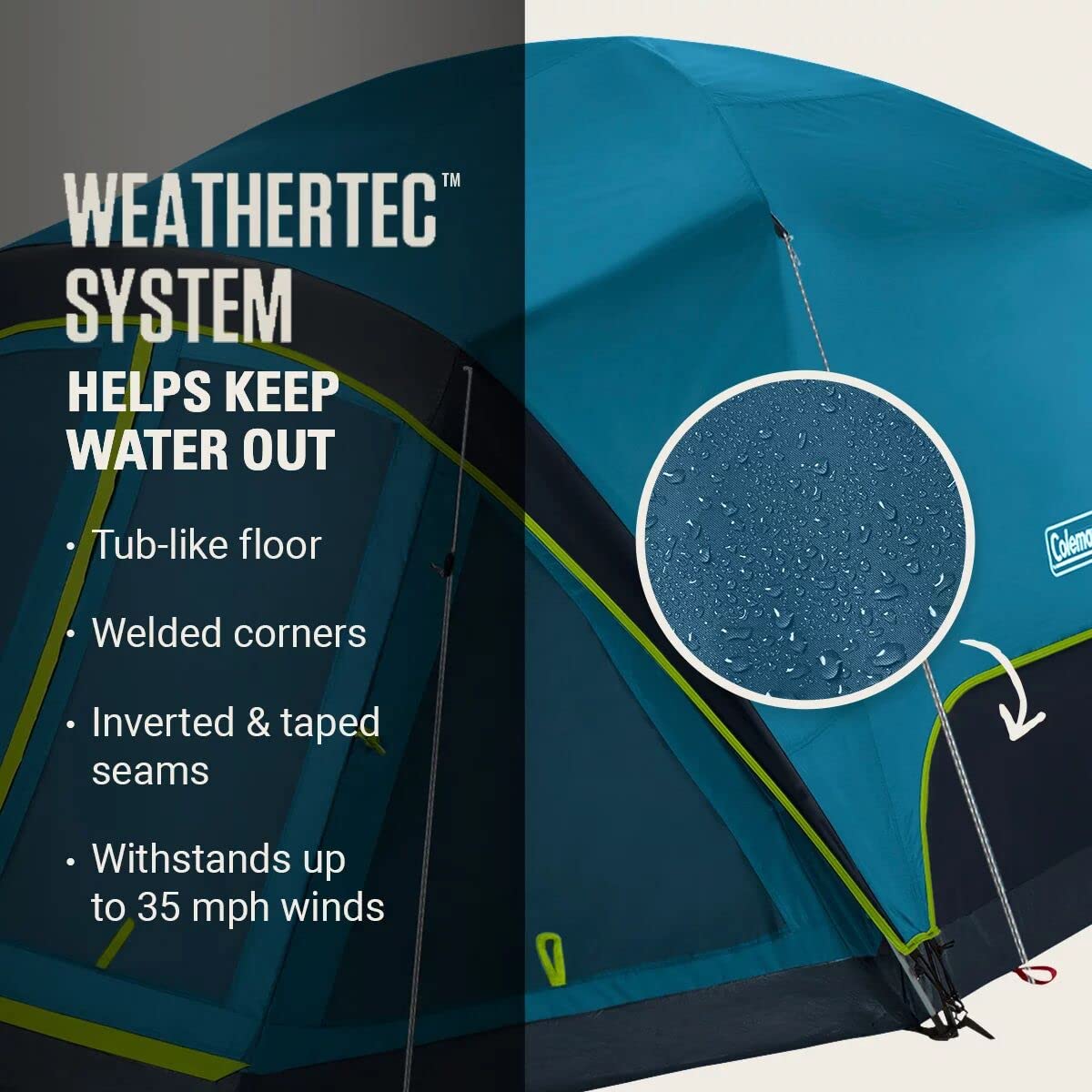 Coleman Camping Tent Skydome with Dark Room Technology, 4 Person with Screen Room