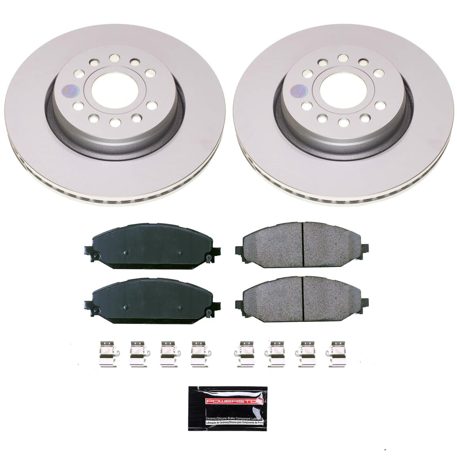 Power Stop Front CRK8843 Brake Kit Coated Brake Rotors and Pads For Grand Wagoneer 2022-2023, Grand Wagoneer L 2023, Wagoneer 2022-2023, Wagoneer L 2023, Ram 1500 2021-2023 [App Specific]