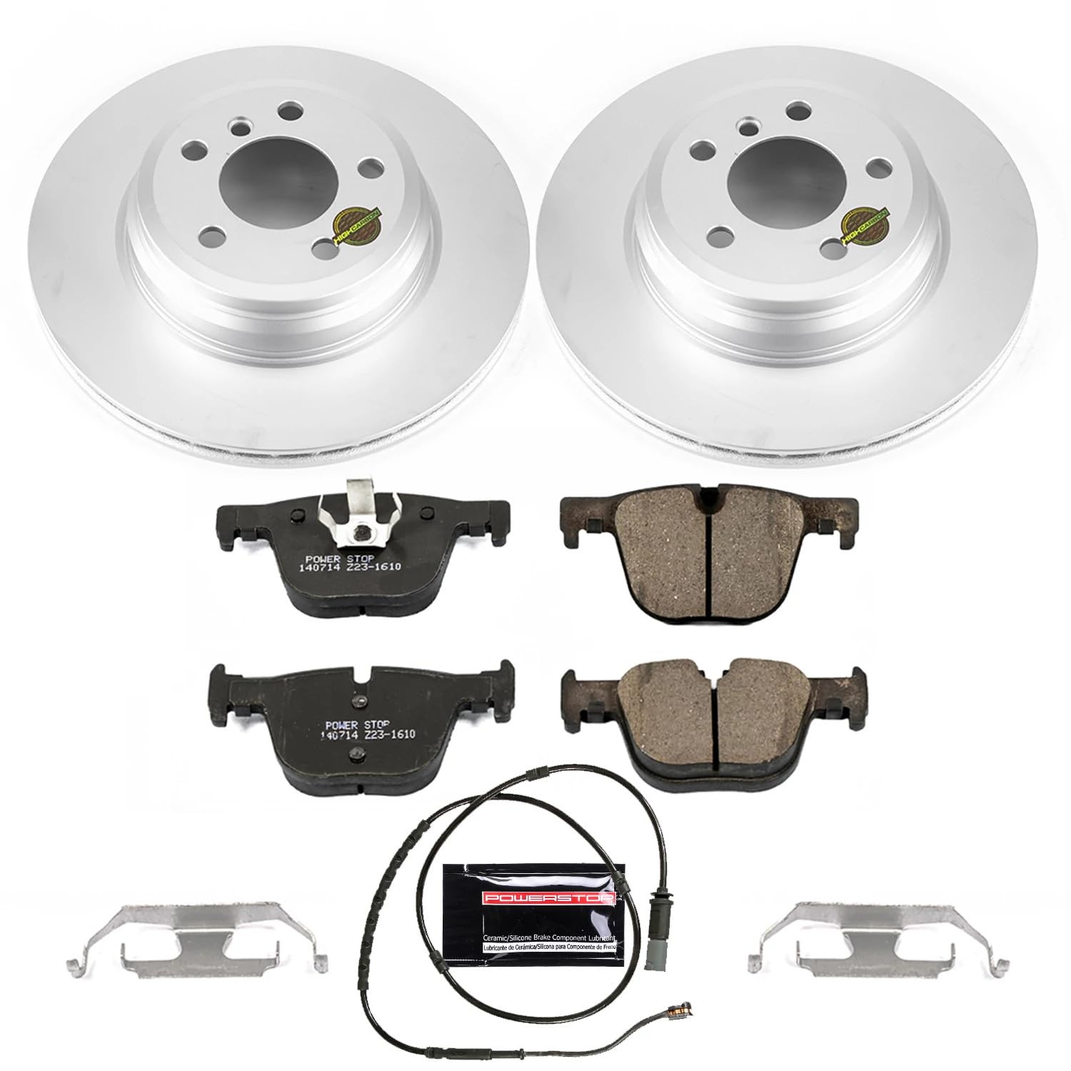 Coated Brake Rotor and Ceramic Brake Pads Power Stop CRK6667- Rear
